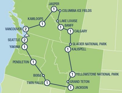 Map showing the Tour regions